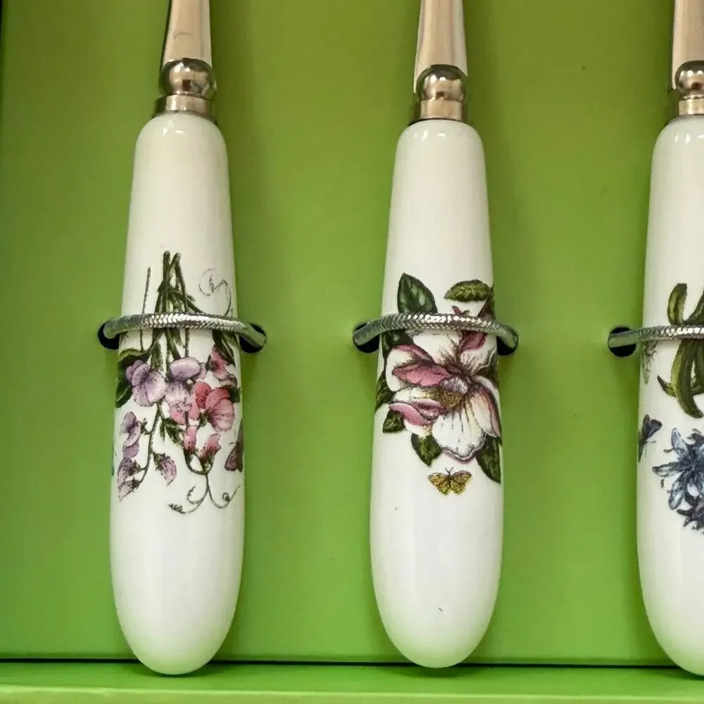 Portmeirion Botanic Garden Pastry Tea Fork Set of 6 Floral Boxed NIB